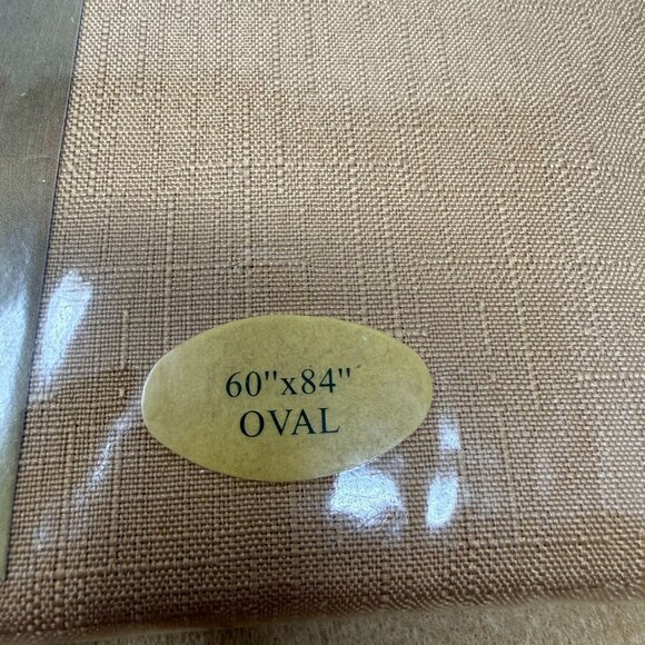 Benson Mills Basics Tan Jacquard Tablecloth 60"x84" Oval Wrinkle Resistant - Picture 5 of 5